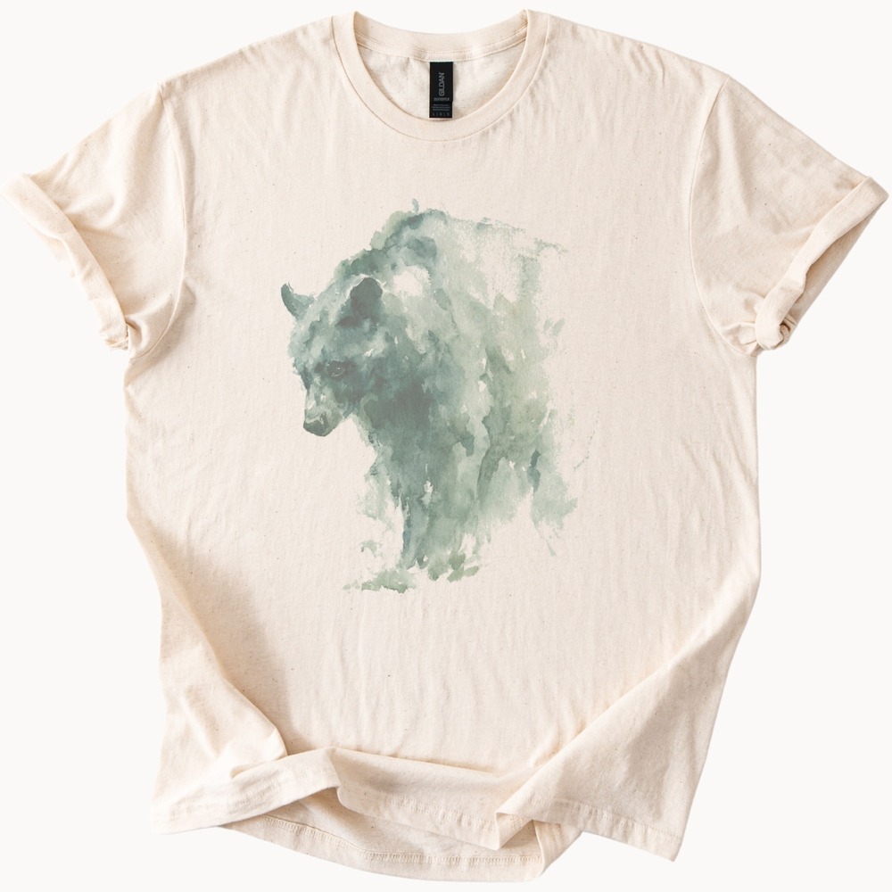 Moody Forest Vibes Bear Boho Tee